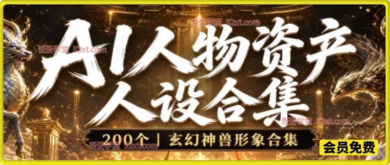 200个玄幻神兽人物+提示词ai漫剧人物资产三视图